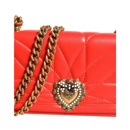 Dolce Gabbana Devotion Scarlet Quilted Crossbody Phone Bag Lamb Leather &