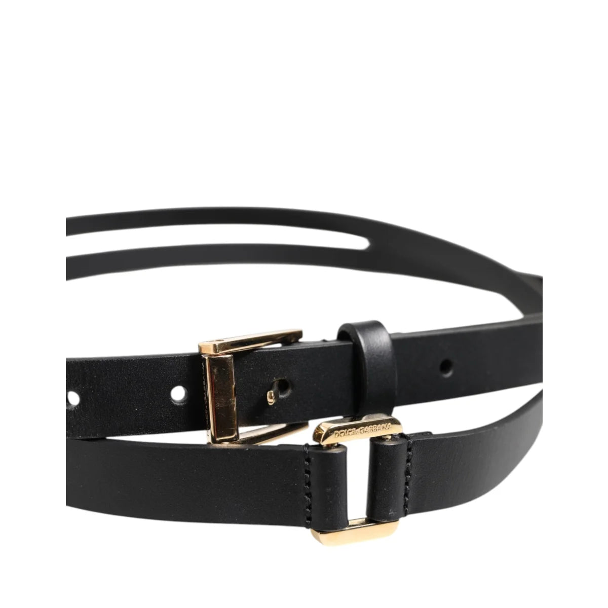 Dolce Gabbana Double Strap Belt with Eye Catching Metal Buckle Closure &