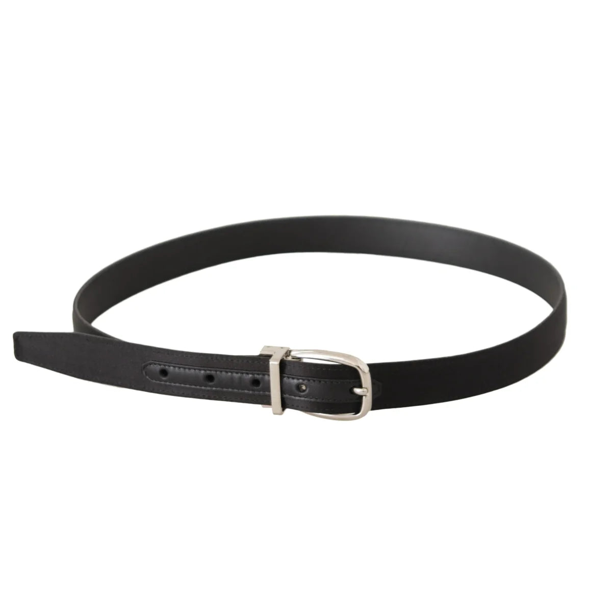 Dolce Gabbana Dress Belt in Canvas Leather with Engraved Logo Buckle &