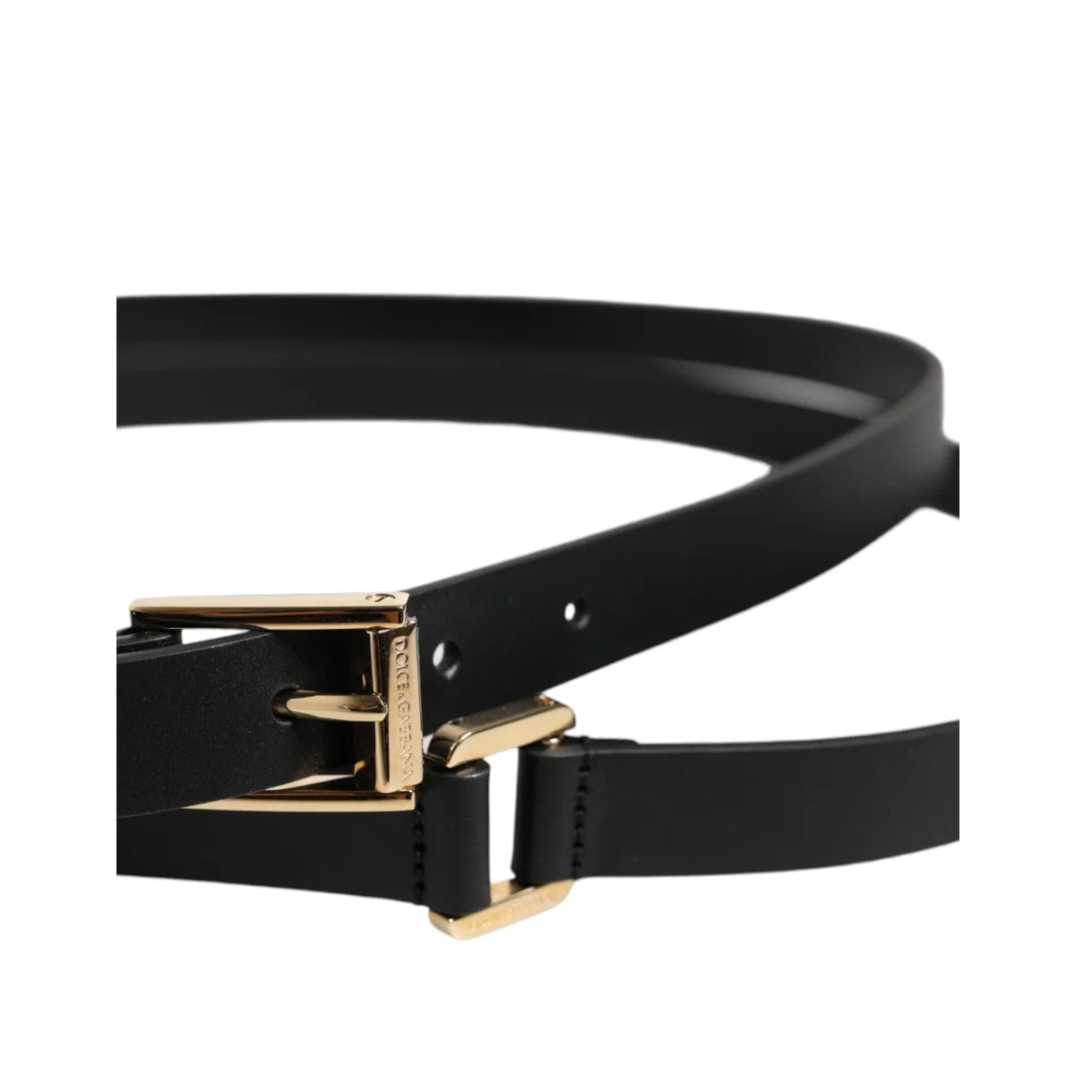 Dolce Gabbana Dress Belt Luxury Leather with Bold Metal Buckle &