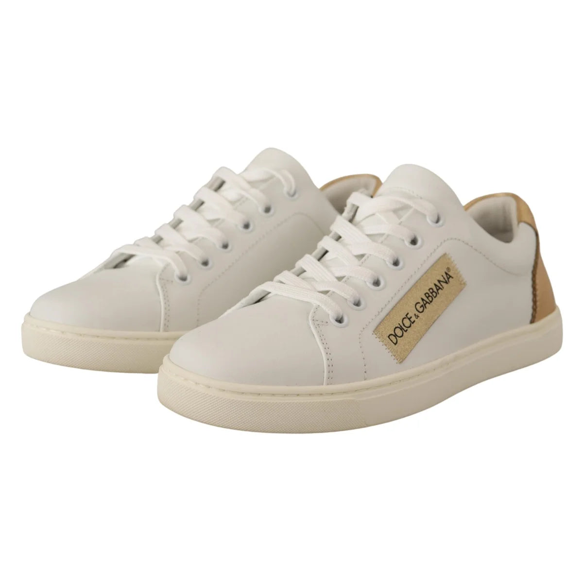 Dolce Gabbana Dress Sneakers with Gold Logo Details &