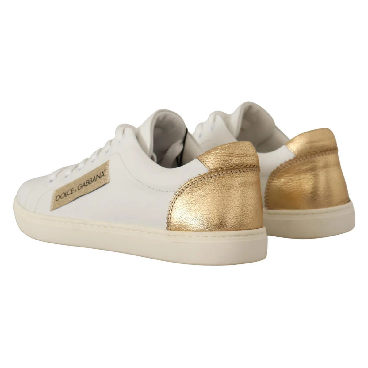 Dolce Gabbana Dress Sneakers with Gold Logo Details &