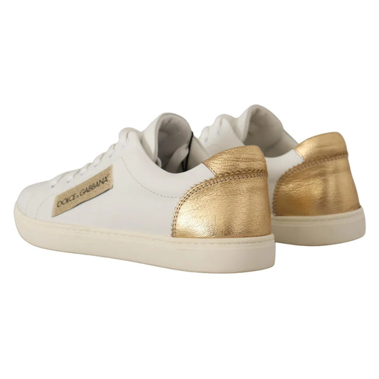 Dolce Gabbana Dress Sneakers with Gold Logo Details &