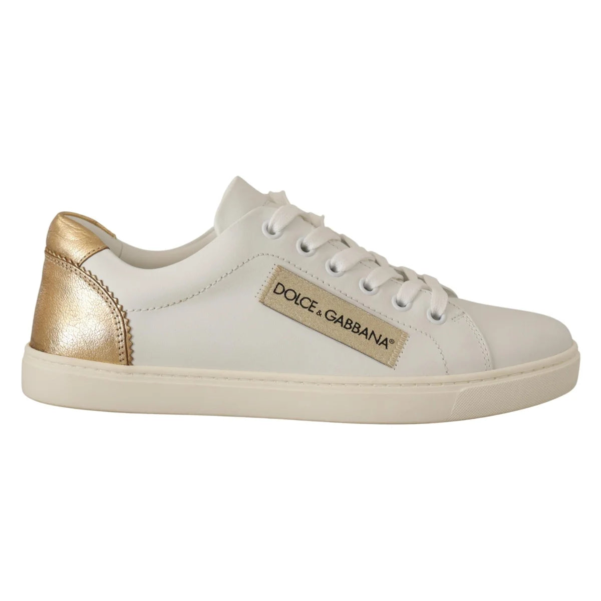 Dolce Gabbana Dress Sneakers with Gold Logo Details &