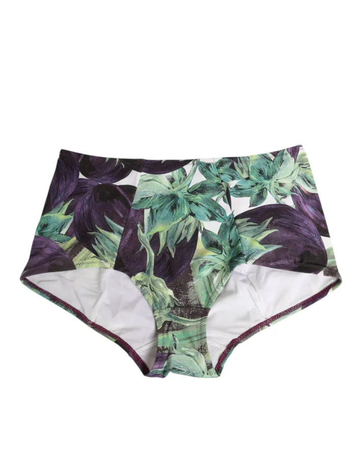 Dolce &amp; Gabbana Eggplant Print High-Waist Briefs Underwear