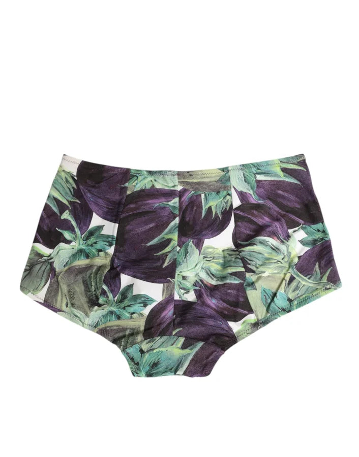 Dolce &amp; Gabbana Eggplant Print High-Waist Briefs Underwear