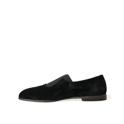 Dolce Gabbana Elegant Velor Amalfi Slip On Loafers Leather Outer Sole &