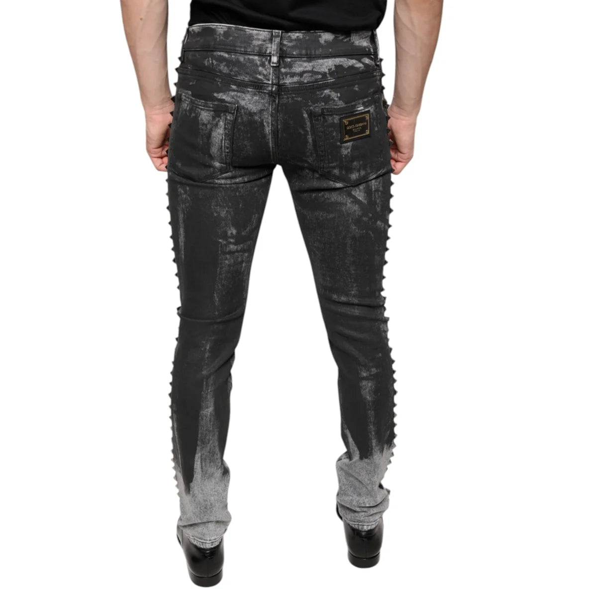 Dolce Gabbana Embellished Cotton Skinny Denim Jeans Black &