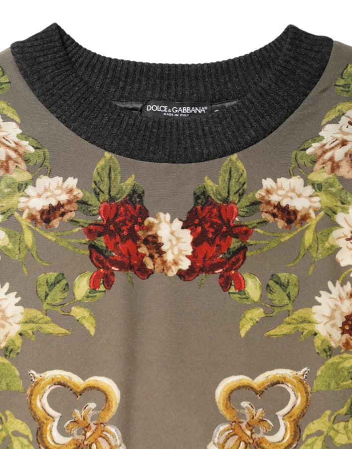 Dolce &amp; Gabbana Enchanted Sicily Silk Crewneck Blouse Sweater