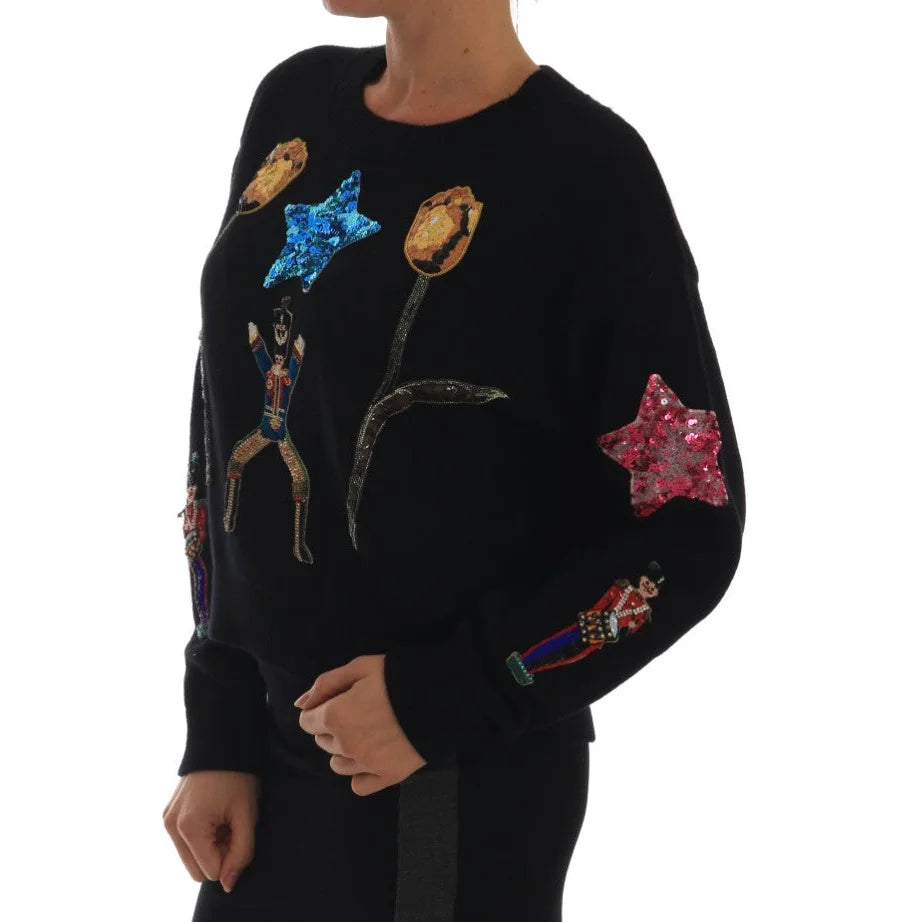 Dolce & Gabbana Fairy Tale Crystal Black Cashmere Sweater