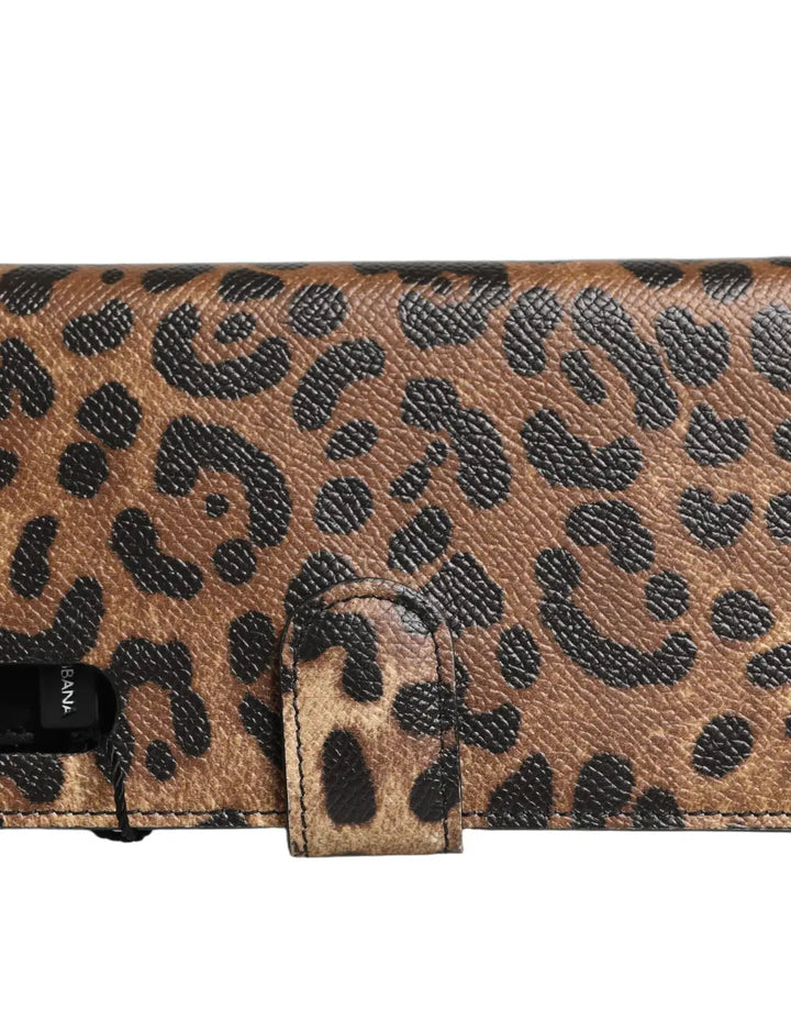 Dolce &amp; Gabbana - Flip Cover Brown Leopard Crystal iPhone X - XS Case