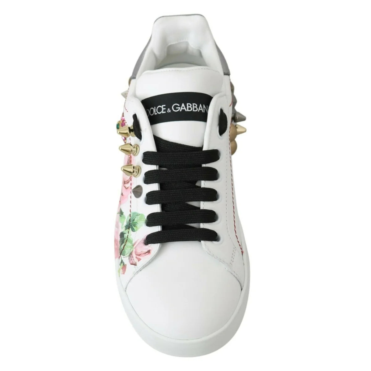 Dolce Gabbana Floral Crystal Leather Sneakers &