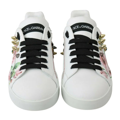 Dolce Gabbana Floral Crystal Leather Sneakers &