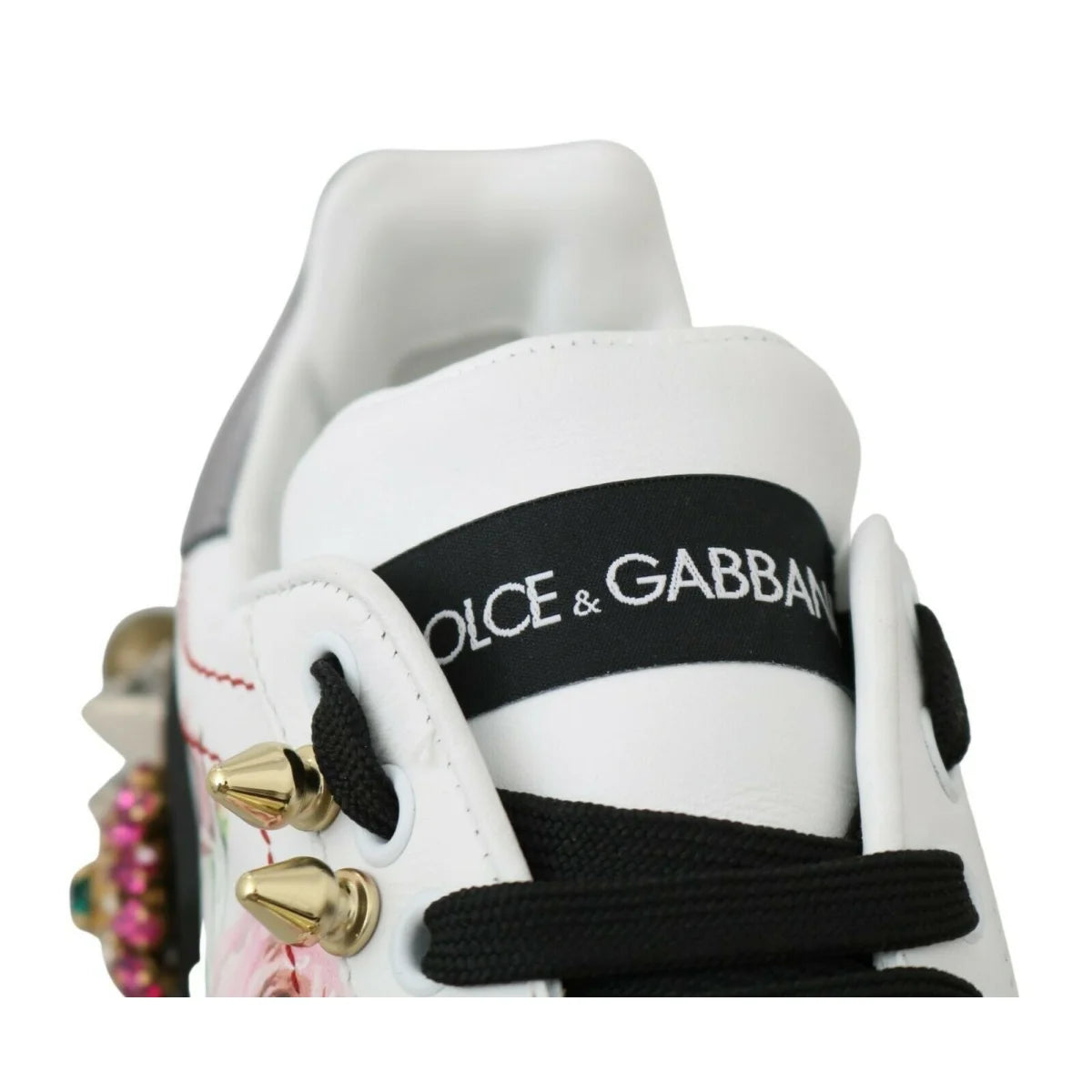 Dolce Gabbana Floral Crystal Leather Sneakers &