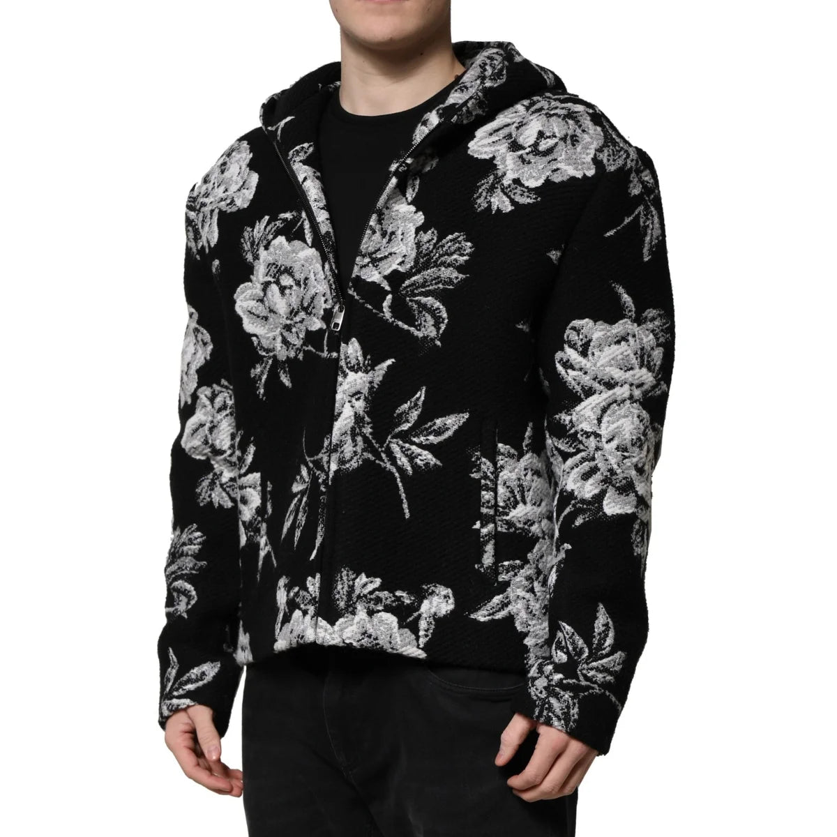 Dolce & Gabbana Floral Jacket Hooded with Full Zip Closure