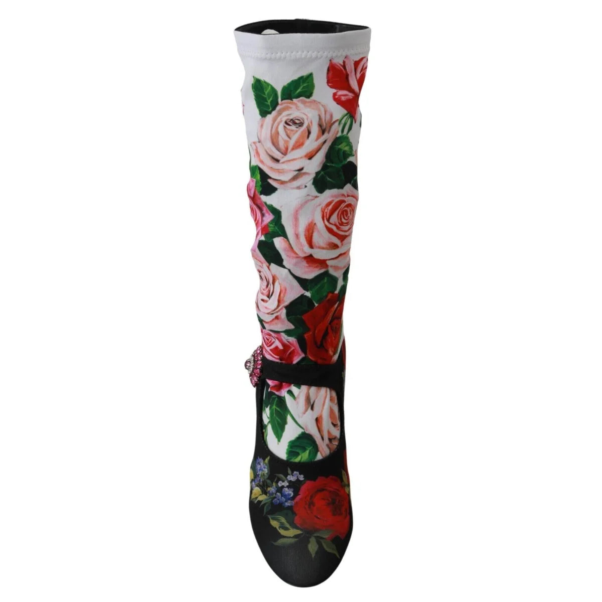 Dolce & Gabbana Floral Print Embellished Mid Calf Socks Boots
