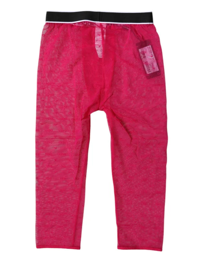 Dolce &amp; Gabbana Fuchsia DG Logo Nylon Cropped Tights Underwear