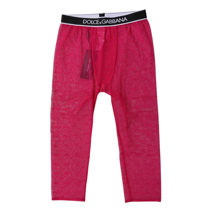 Dolce &amp; Gabbana Fuchsia DG Logo Nylon Cropped Tights Underwear
