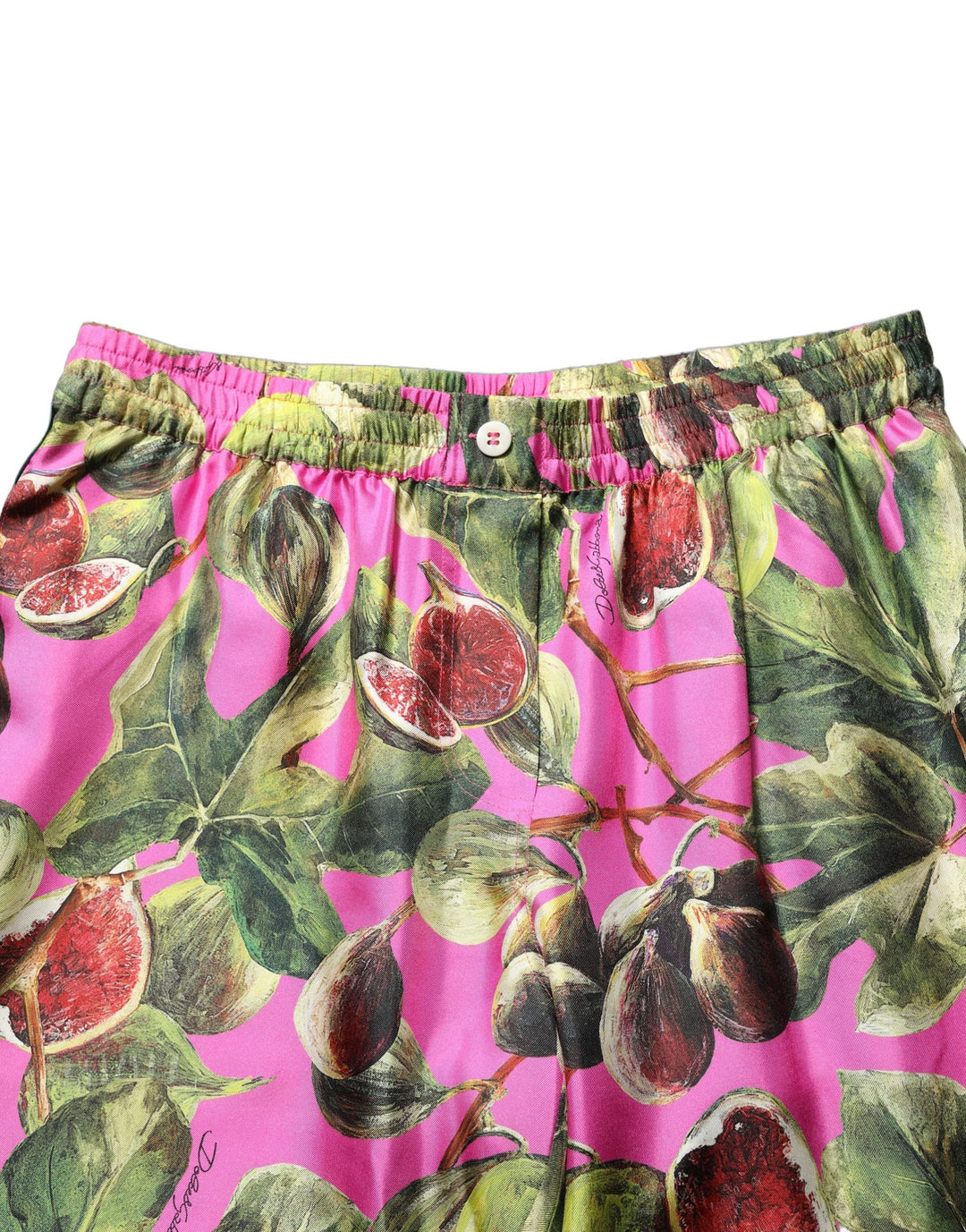Dolce &amp; Gabbana Fuchsia Fig Fruit Leaf Tapered Trouser Pants