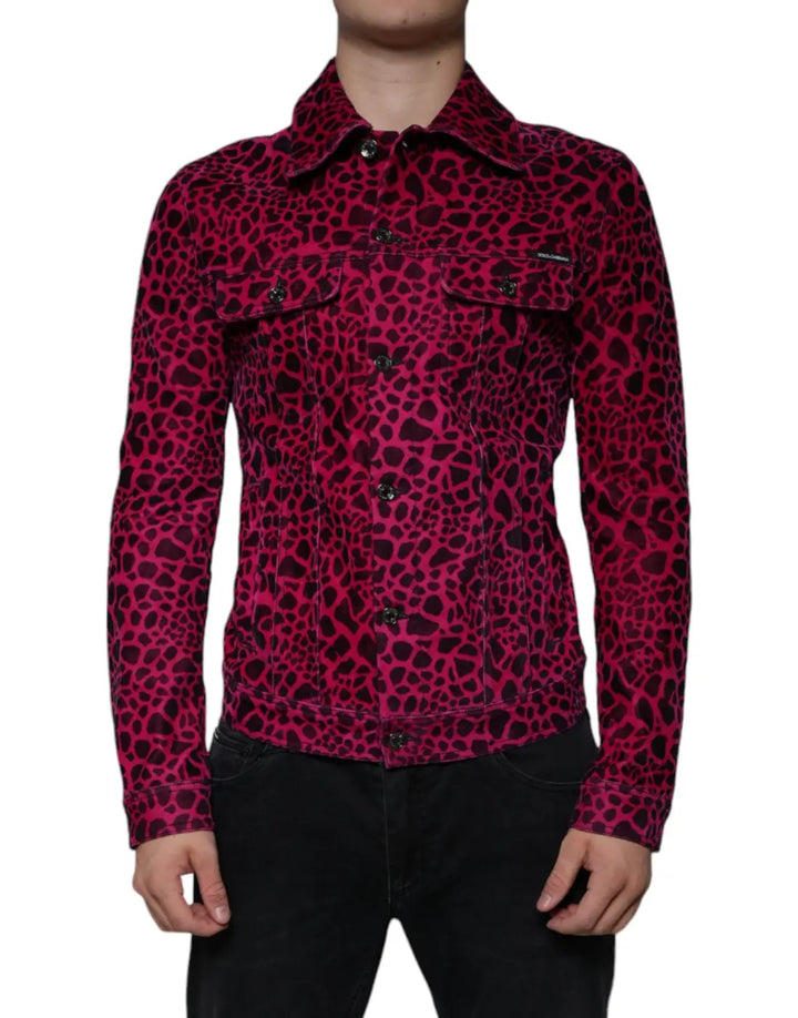 Dolce &amp; Gabbana Fuchsia Leopard Button Down Collared Jacket