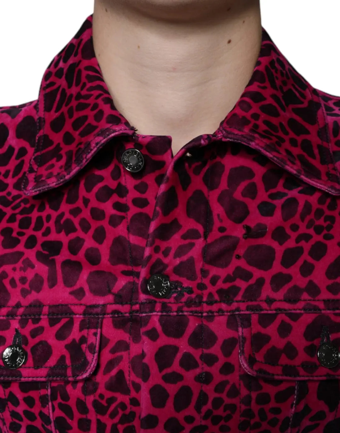Dolce &amp; Gabbana Fuchsia Leopard Button Down Collared Jacket