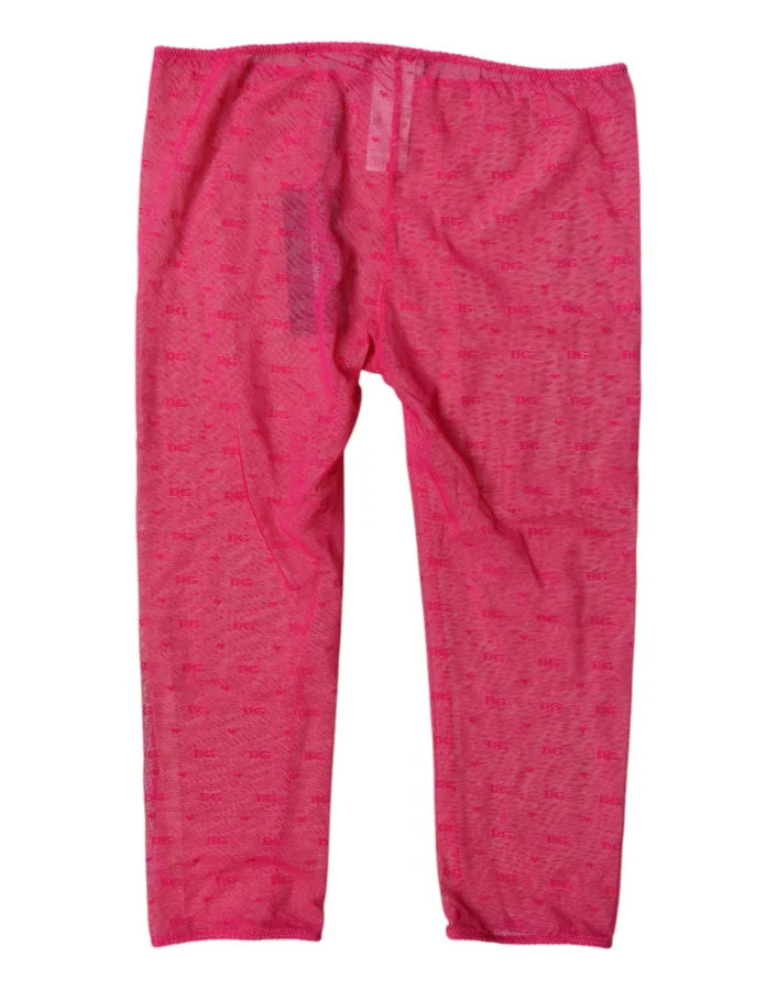 Dolce &amp; Gabbana Fuchsia Logo Lace Lingerie Cropped Tight Underwear