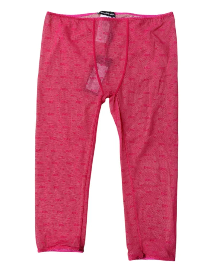 Dolce &amp; Gabbana Fuchsia Logo Lace Lingerie Cropped Tight Underwear