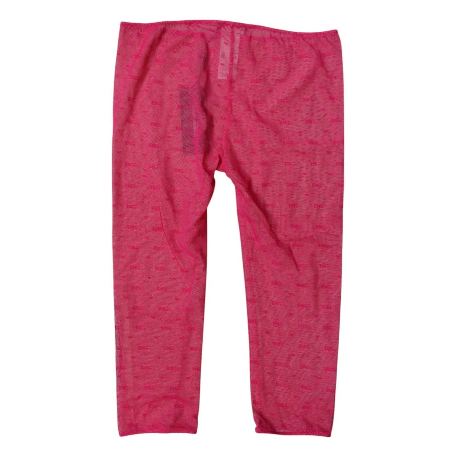 Dolce &amp; Gabbana Fuchsia Logo Lace Lingerie Cropped Tight Underwear