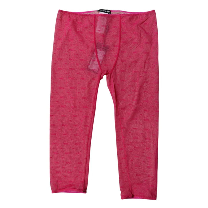 Dolce &amp; Gabbana Fuchsia Logo Lace Lingerie Cropped Tight Underwear