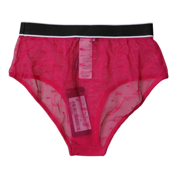 Dolce &amp; Gabbana Fuchsia Tulle Nylon Mid Waist Panty Underwear