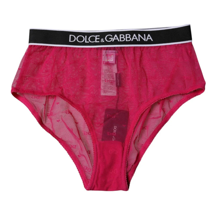 Dolce &amp; Gabbana Fuchsia Tulle Nylon Mid Waist Panty Underwear