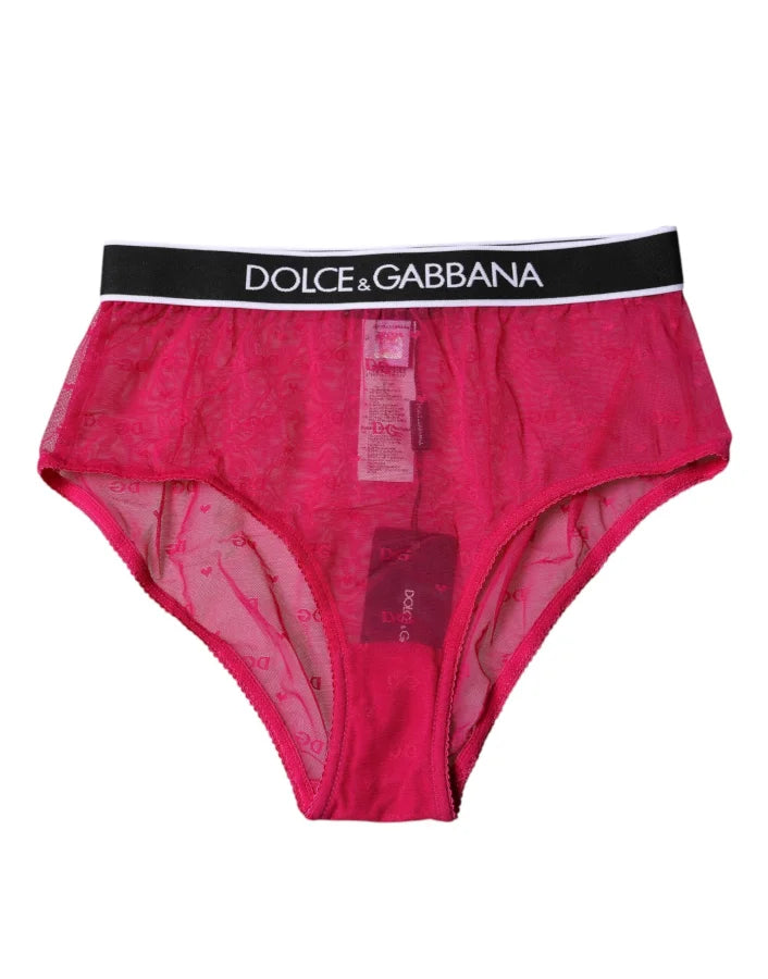 Dolce &amp; Gabbana Fuchsia Tulle Nylon Mid Waist Panty Underwear