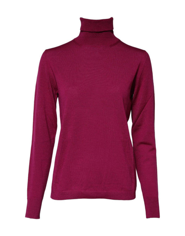 Dolce & Gabbana Sweaters - Fuchsia Wool Long Sleeves Turtleneck Sweater