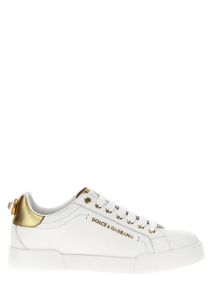 Dolce &amp; Gabbana Gold Calfskin Low Top Sneakers