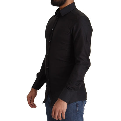 Dolce & Gabbana Gold Cotton Shirt Classic Long Sleeve Elegance