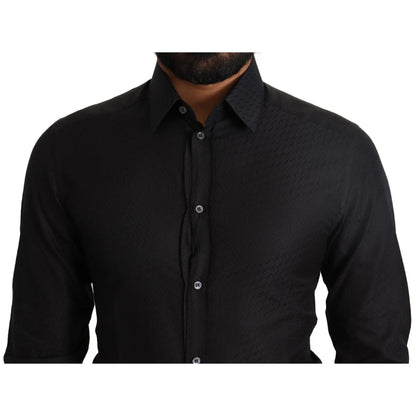 Dolce & Gabbana Gold Cotton Shirt Classic Long Sleeve Elegance