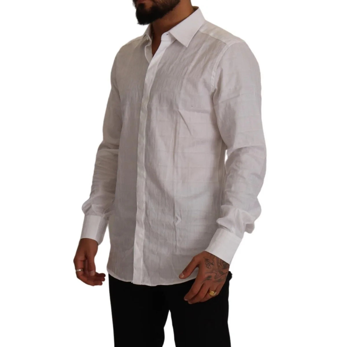 Dolce & Gabbana Gold Cotton Slim Fit Shirt Long Sleeve Classic