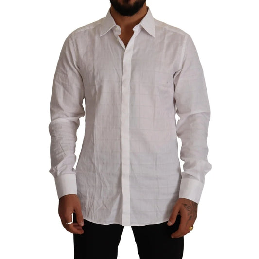 Dolce & Gabbana Gold Cotton Slim Fit Shirt Long Sleeve Classic