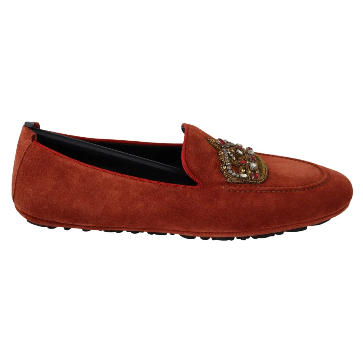 Dolce & Gabbana Gold Crystal Embroidery Orange Rubber Logo Sole