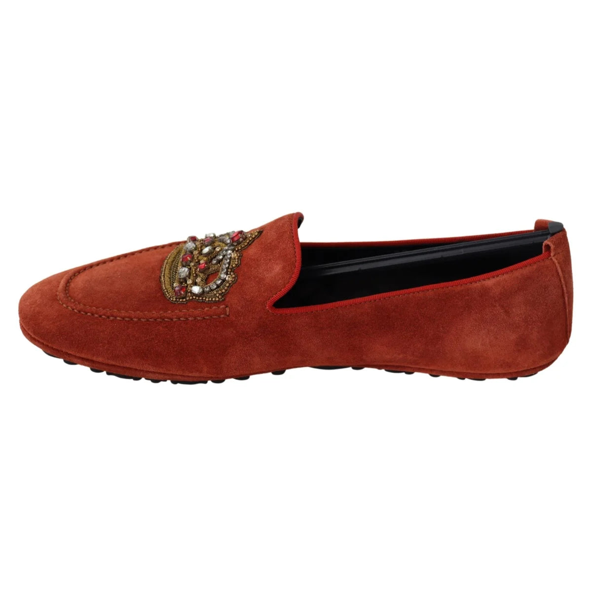 Dolce & Gabbana Gold Crystal Embroidery Orange Rubber Logo Sole