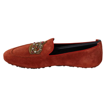 Dolce & Gabbana Gold Crystal Embroidery Orange Rubber Logo Sole