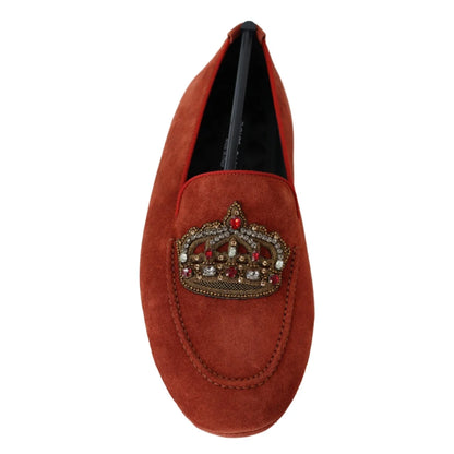 Dolce & Gabbana Gold Crystal Embroidery Orange Rubber Logo Sole