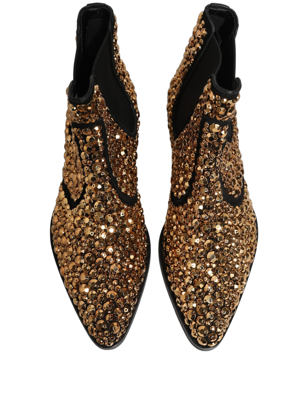 Dolce &amp; Gabbana Gold Embellished Chelsea Ankle Boots Shoes