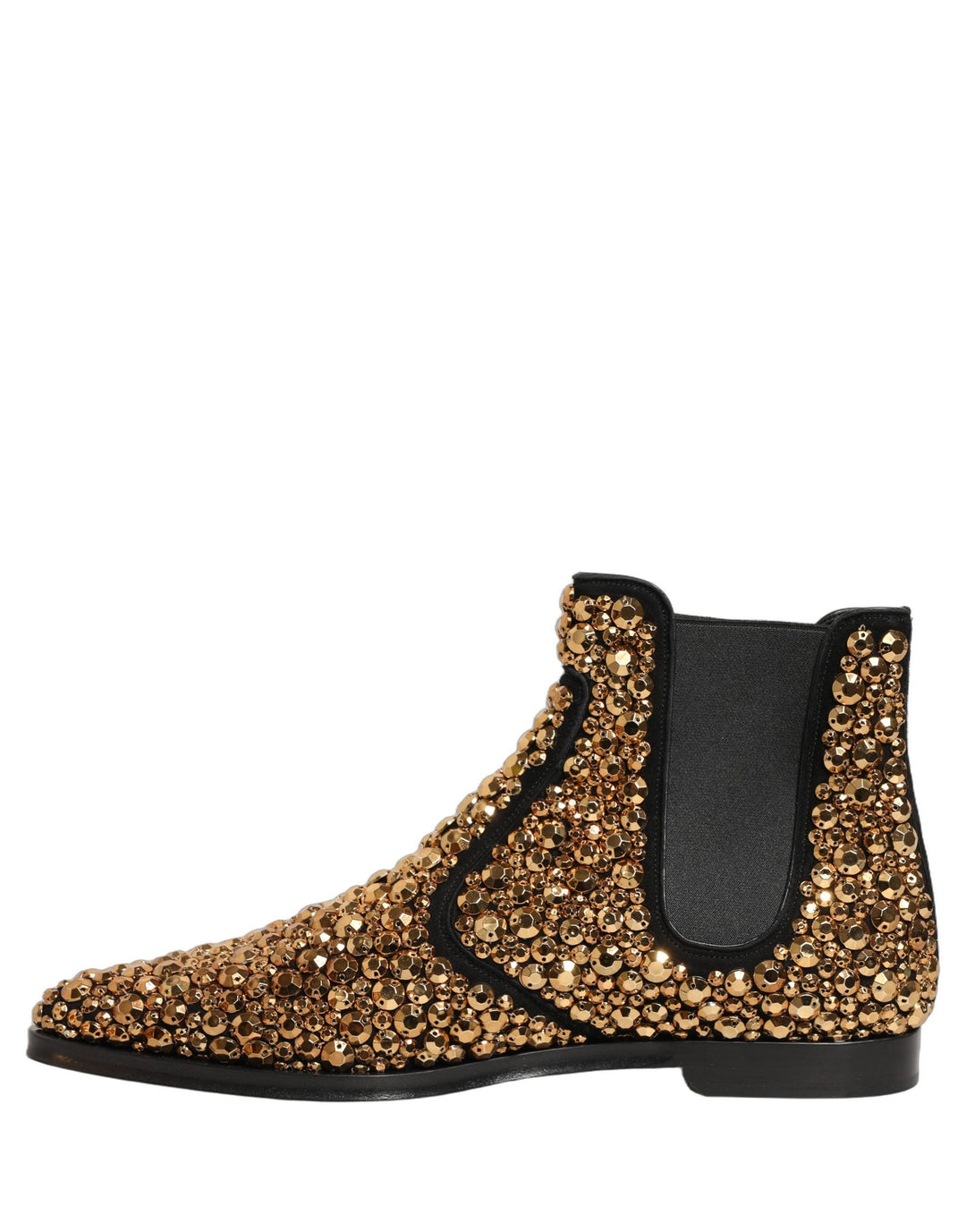 Dolce &amp; Gabbana Gold Embellished Chelsea Ankle Boots Shoes