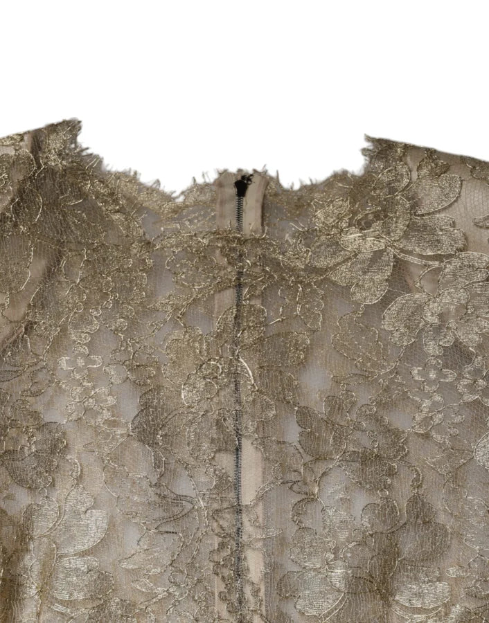 Dolce &amp; Gabbana Gold Floral Lace A-line Sheath Mini Dress