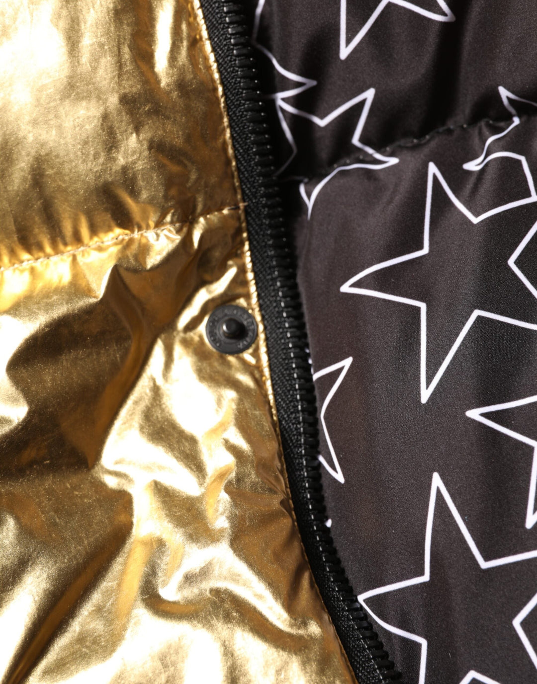 Dolce &amp; Gabbana Puffer Jackets - Gold Hooded Quilted Full Zip Jacket