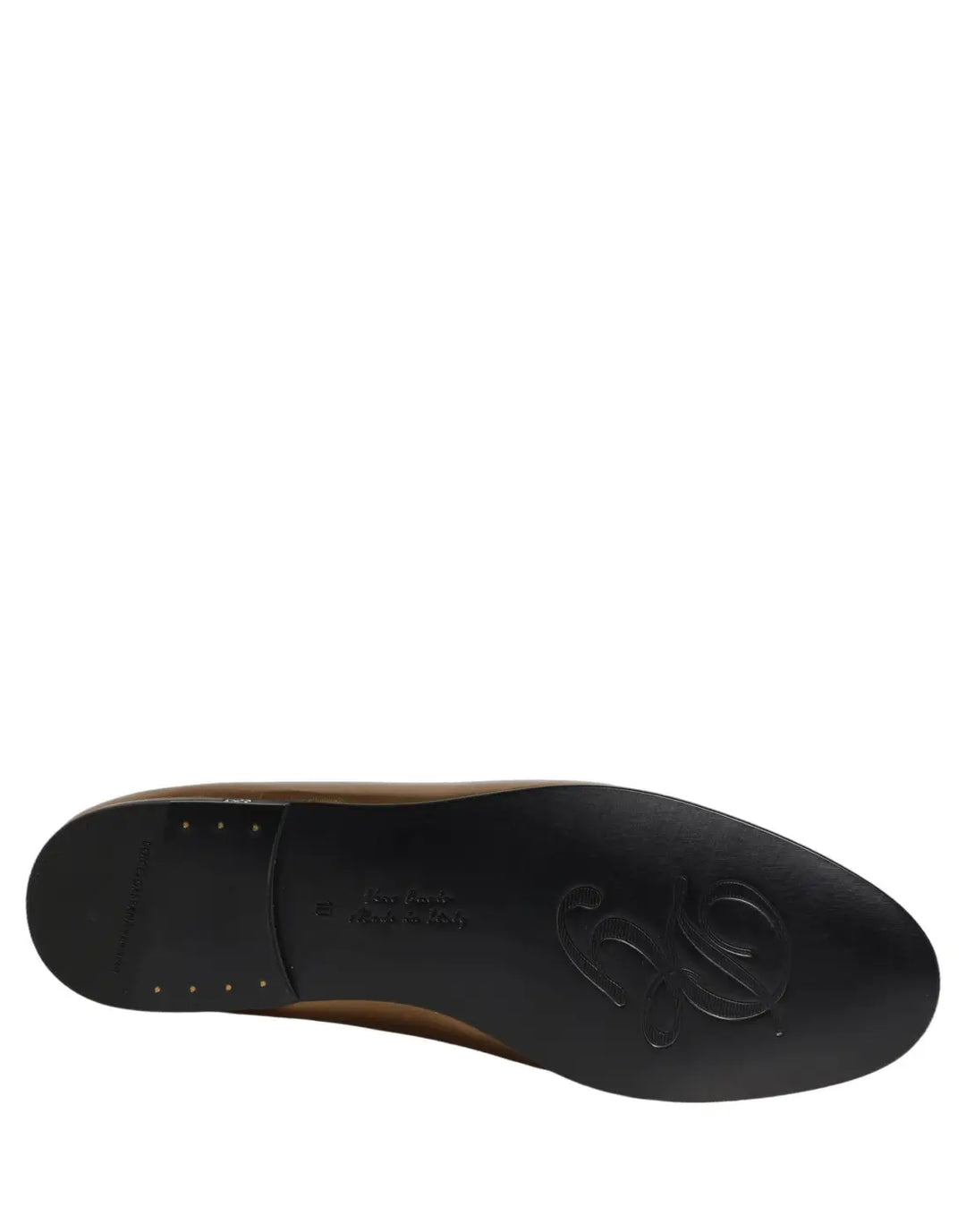 Dolce &amp; Gabbana Gold Leather DG Logo Slip On Men Loafers Shoes