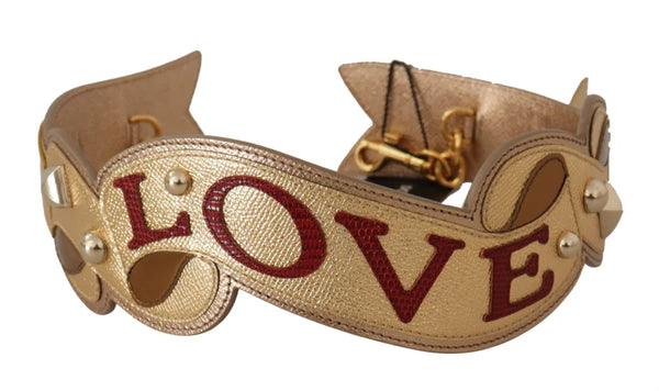 Dolce & Gabbana - Gold Leather LOVE Patch Bag Shoulder Strap