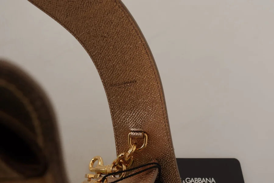 Dolce &amp; Gabbana Gold Leather LOVE Patch Bag Shoulder Strap