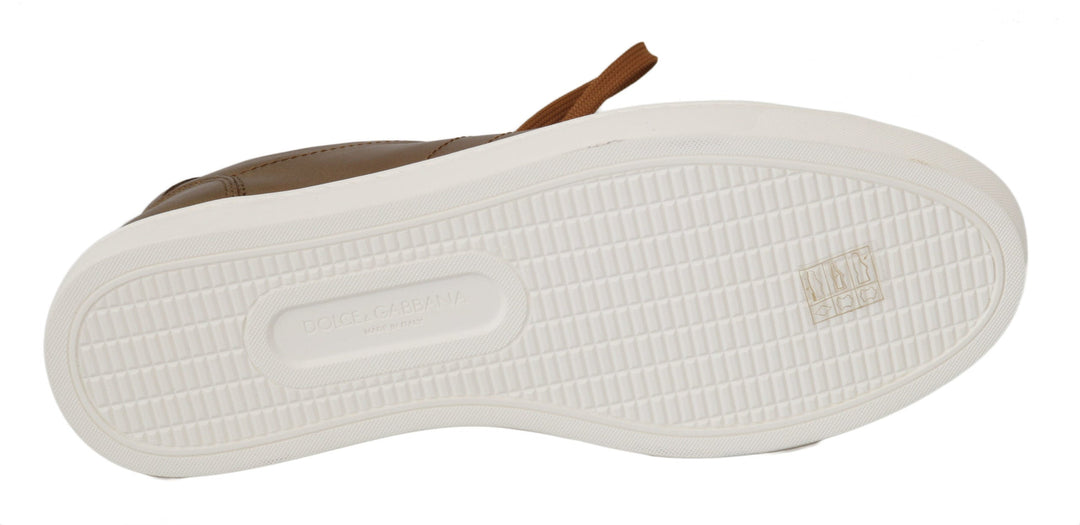 Baskets en cuir métallisé doré Dolce &amp;amp; Gabbana